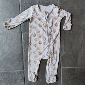 Caden Lane White and Brown Footies Soft One Pieces